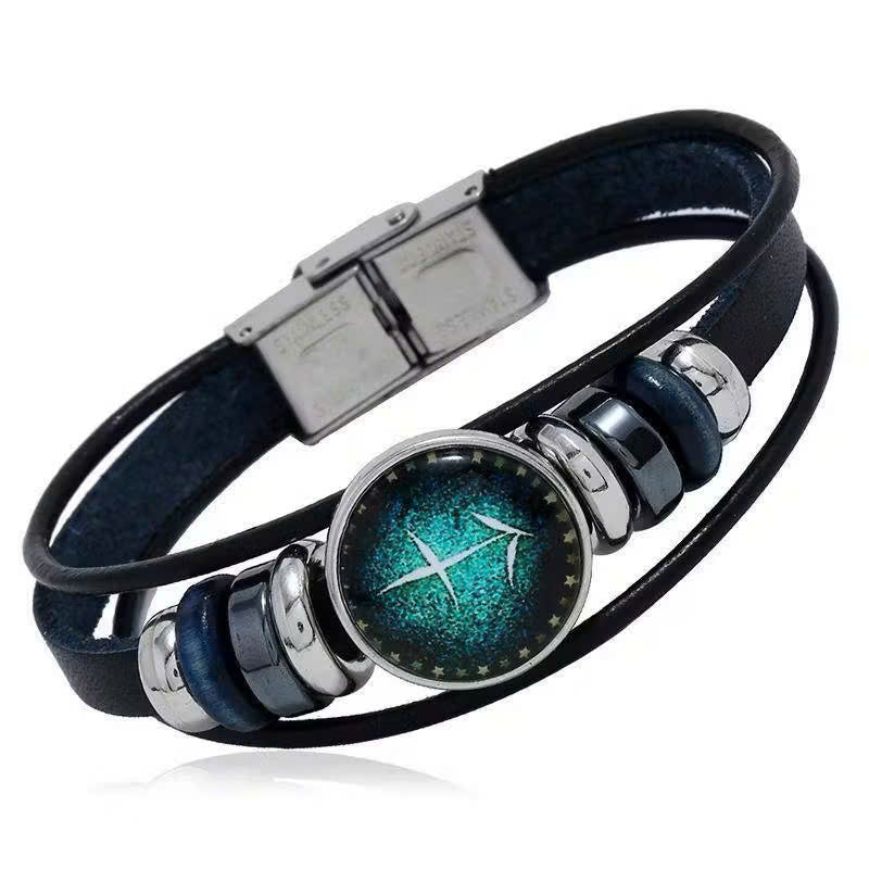 Astrolumina™ Zodiac Leather Cuff Bracelet